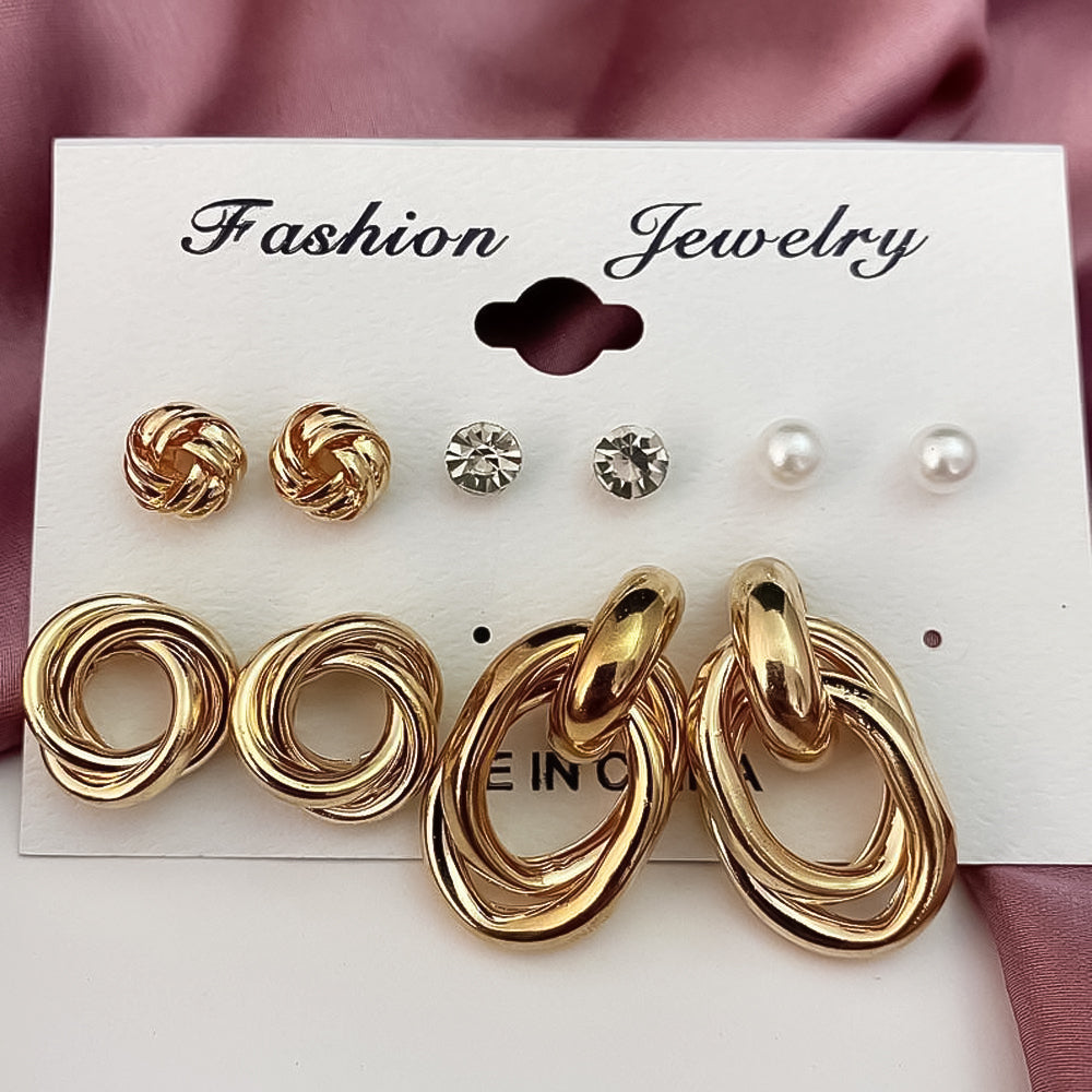 Gold plated 6 Pair Gorgeous Hoop and Stud Earrings