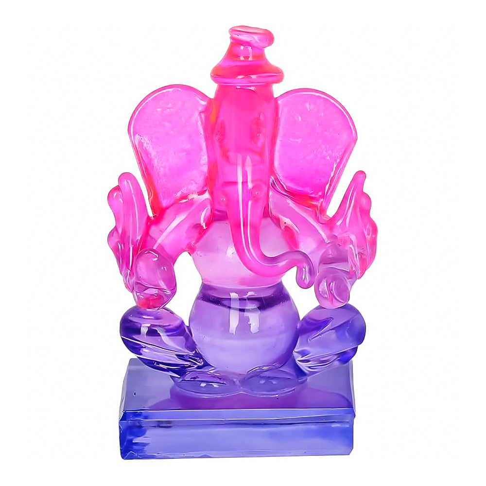 Crystal Ganesh Twin Side Face Car Dashboard Idols Showpiece - 6.5 cm(Crystal, Multicolor)