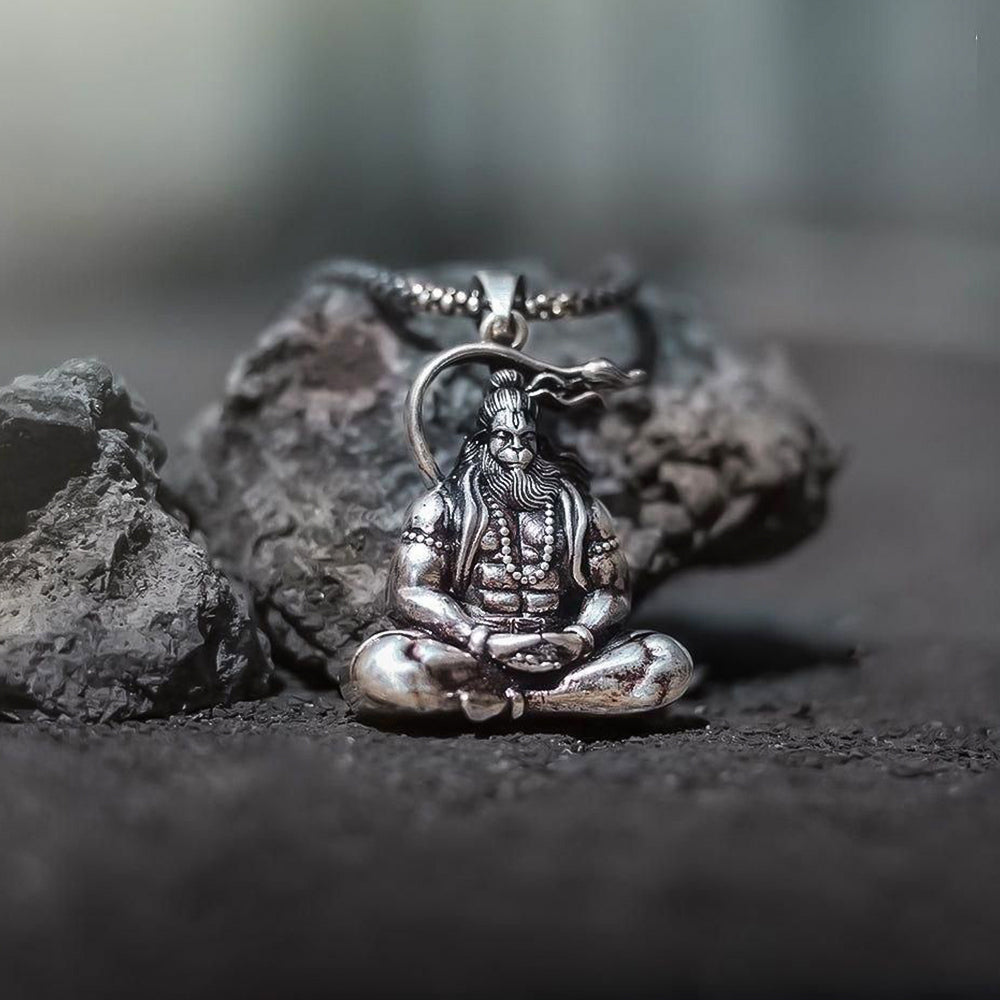 Hanuman Silver Locket With Chain