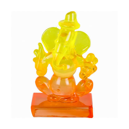 Twin side Facing ganesh Decorative Showpiece - 6 cm (Crystal, Multicolor)