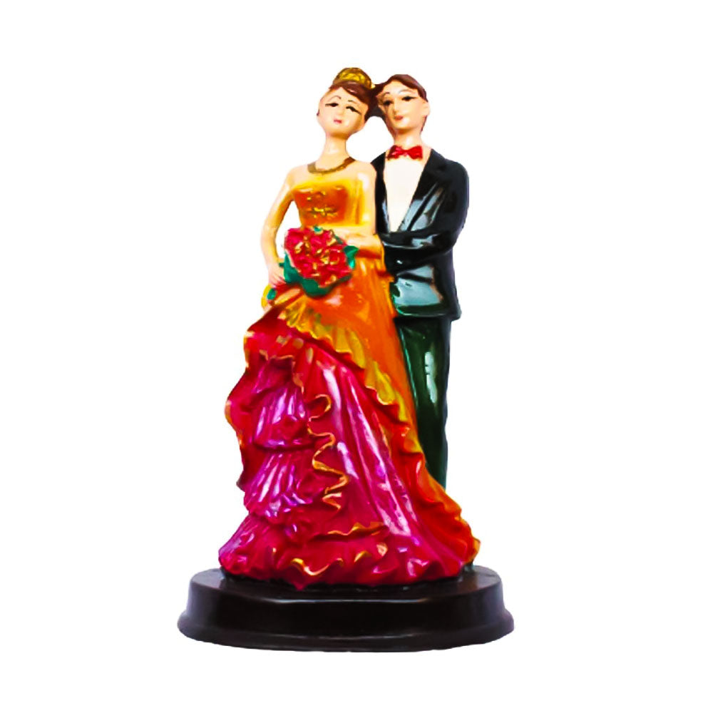 Handcrafted Loving Married Couple Statue Showpiece - Orange