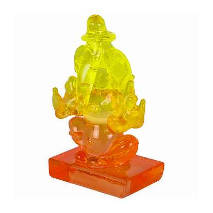 Twin side Facing ganesh Decorative Showpiece - 6 cm (Crystal, Multicolor)