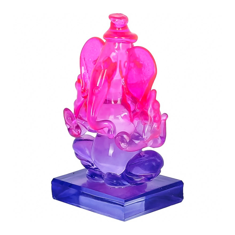 Crystal Ganesh Twin Side Face Car Dashboard Idols Showpiece - 6.5 cm(Crystal, Multicolor)