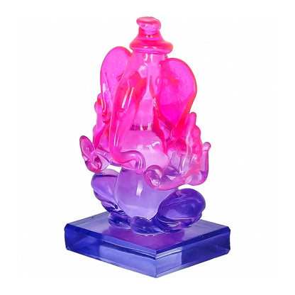 Crystal Ganesh Twin Side Face Car Dashboard Idols Showpiece - 6.5 cm(Crystal, Multicolor)