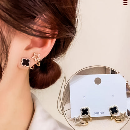 AVR JEWELS Korean Fashion Vibrato live four leaf Clover Earrings