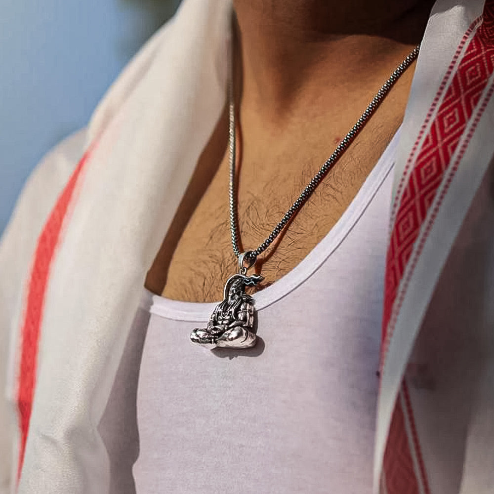 Hanuman Silver Locket With Chain