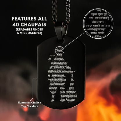 Hanuman Chalisa and Gada Micro-carved Tag Stainless Steel Necklace for Men