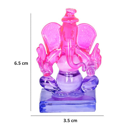 Crystal Ganesh Twin Side Face Car Dashboard Idols Showpiece - 6.5 cm(Crystal, Multicolor)