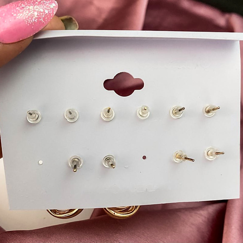 Gold plated 6 Pair Gorgeous Hoop and Stud Earrings