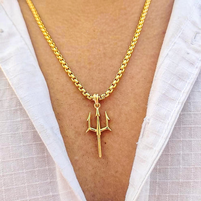 Gold Plated Trishul Pendant Chain