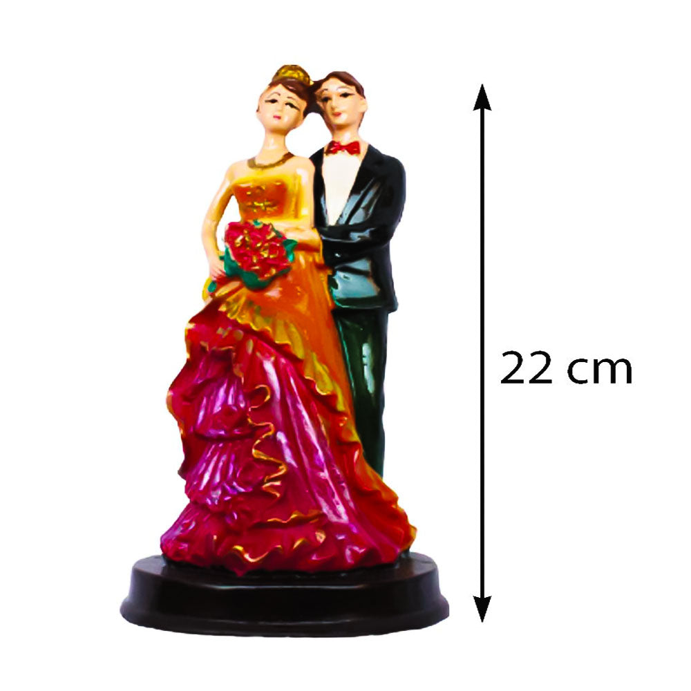 Handcrafted Loving Married Couple Statue Showpiece - Orange