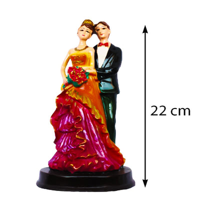 Handcrafted Loving Married Couple Statue Showpiece - Orange