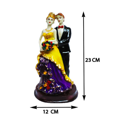 Handcrafted Loving Married Couple Statue Showpiece - Yellow