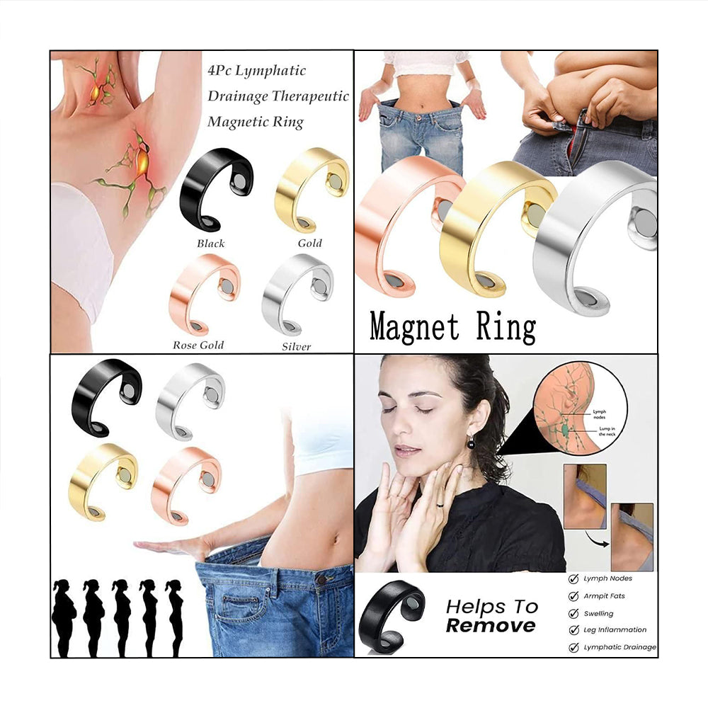 Lymphatic Drainage Magnetic Copper Rings – 4 pcs, adjustable, for arthritis relief and healing.