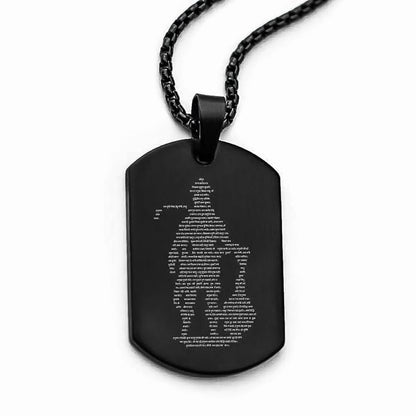 Hanuman Chalisa and Gada Micro-carved Tag Stainless Steel Necklace for Men