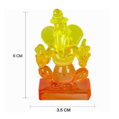 Twin side Facing ganesh Decorative Showpiece - 6 cm (Crystal, Multicolor)