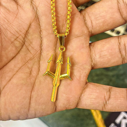 Gold Plated Trishul Pendant Chain