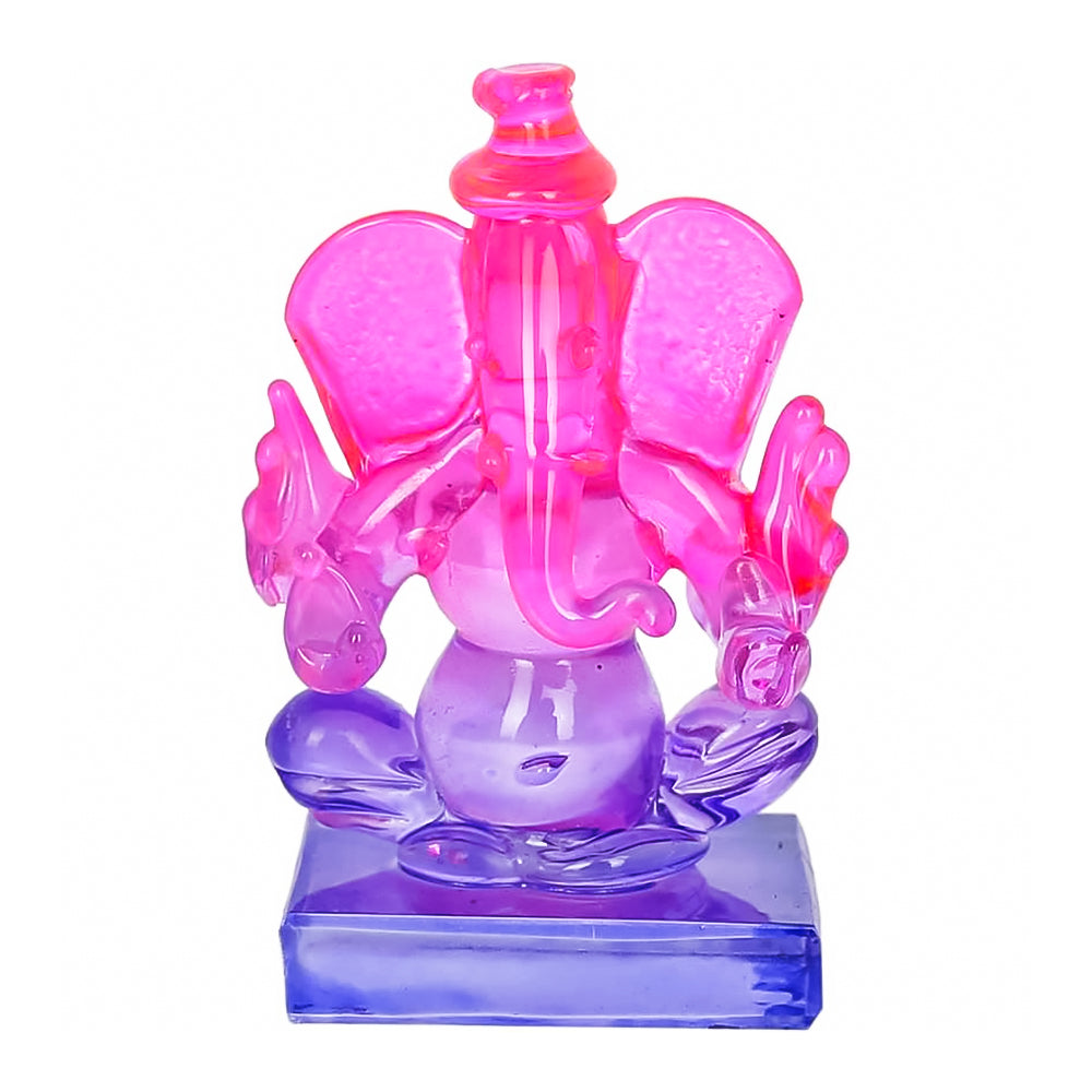 Crystal Ganesh Twin Side Face Car Dashboard Idols Showpiece - 6.5 cm(Crystal, Multicolor)